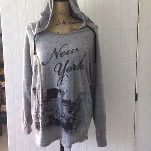 Gray New York Graphic Hoodie Sweater